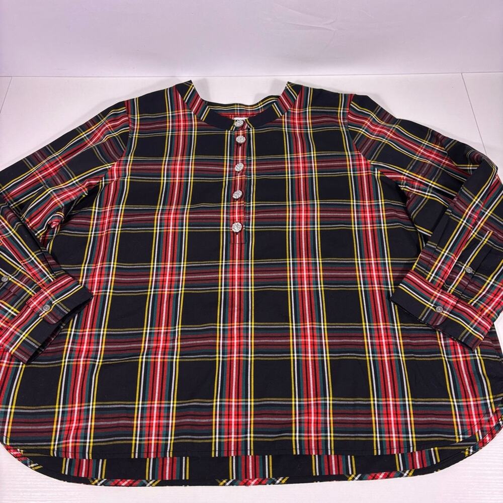 J. Crew Steward Plaid Jeweled Button-Down Shirt Size 3X 0822 - Picture 4 of 9